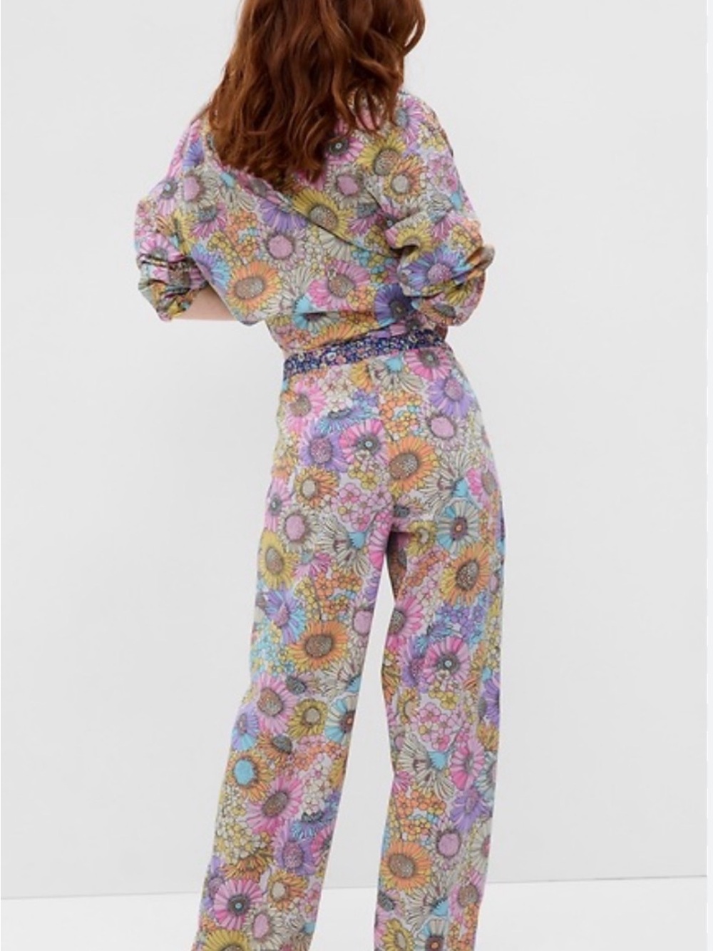 GAP Body Floral Two-Piece Pajama Set in soft cotton poplin - Picture 4 of 16